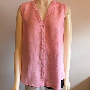 Linen blend pink sleeveless top